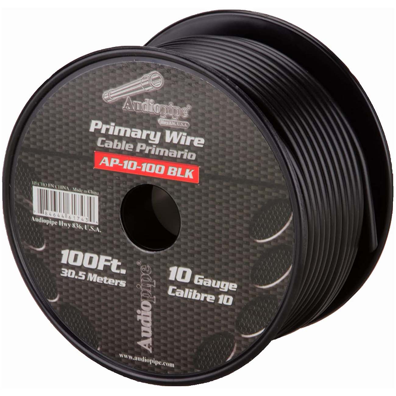 AP10100BK - Audiopipe Primary Wire 10-Gauge 100 Foot Spool - Black