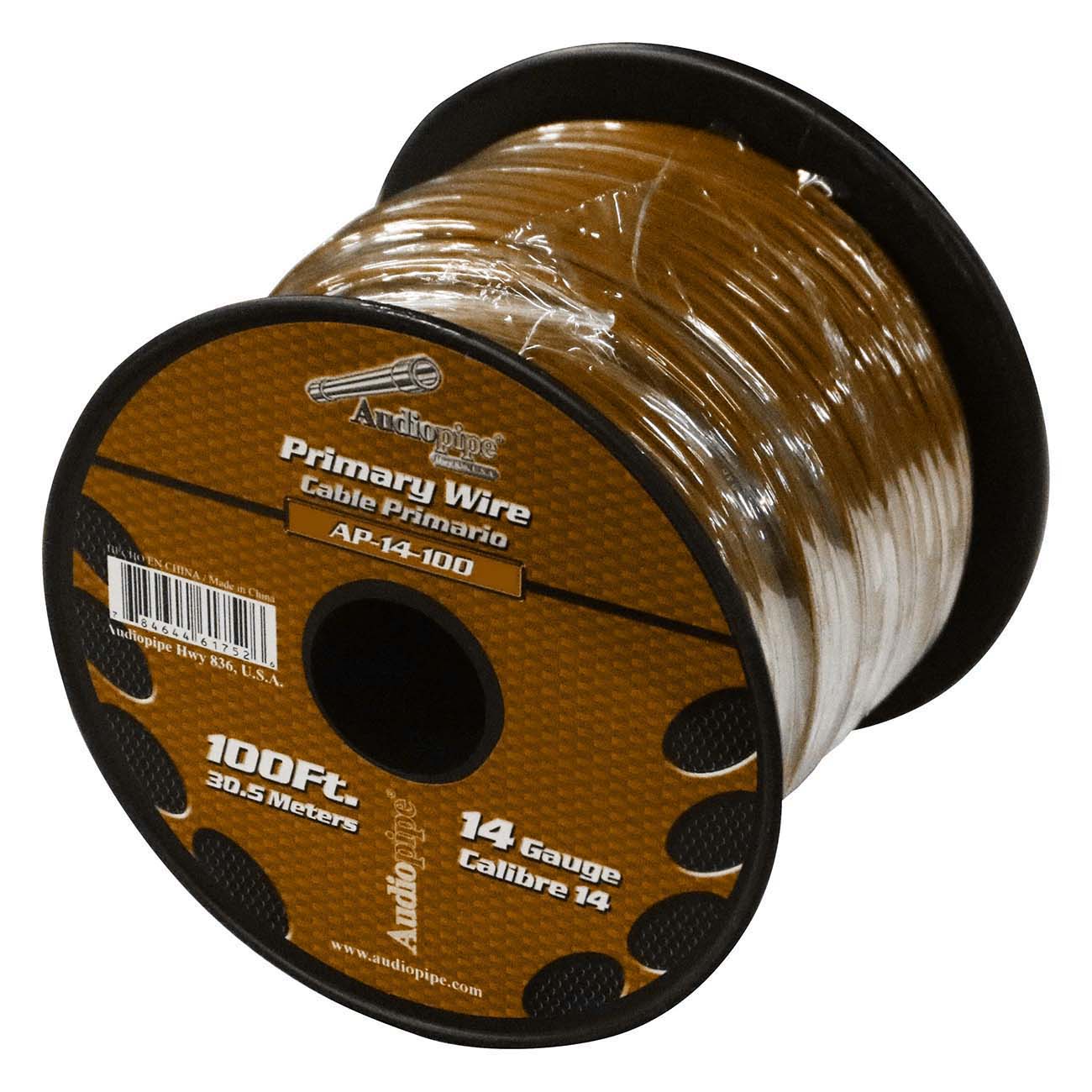 AP14100BR - Audiopipe Primary Wire 14-Gauge 100 Foot Spool - Brown