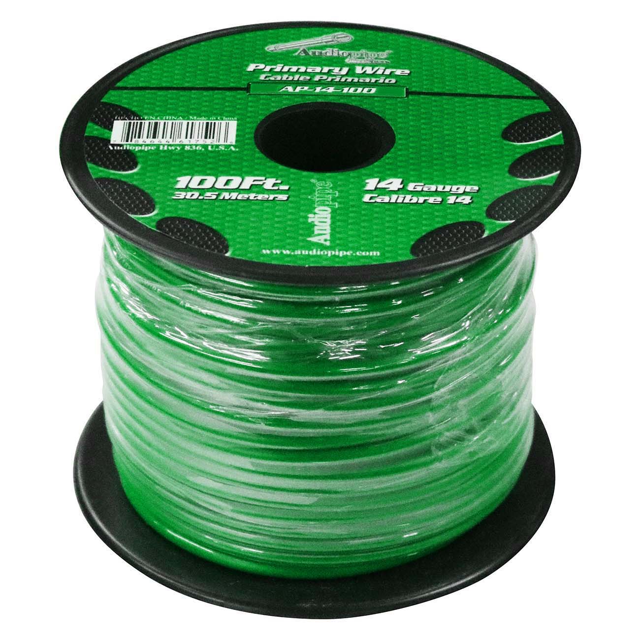 AP14100GR - Audiopipe Primary Wire 14-Gauge 100 Foot Spool - Green