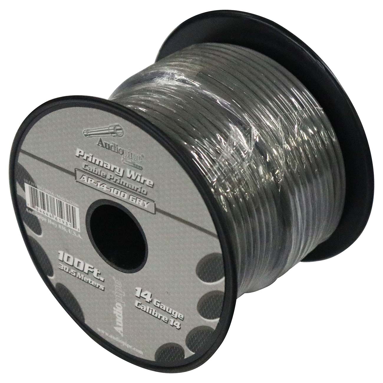 AP14100GY - Audiopipe Primary Wire 14-Gauge 100 Foot Spool - Gray
