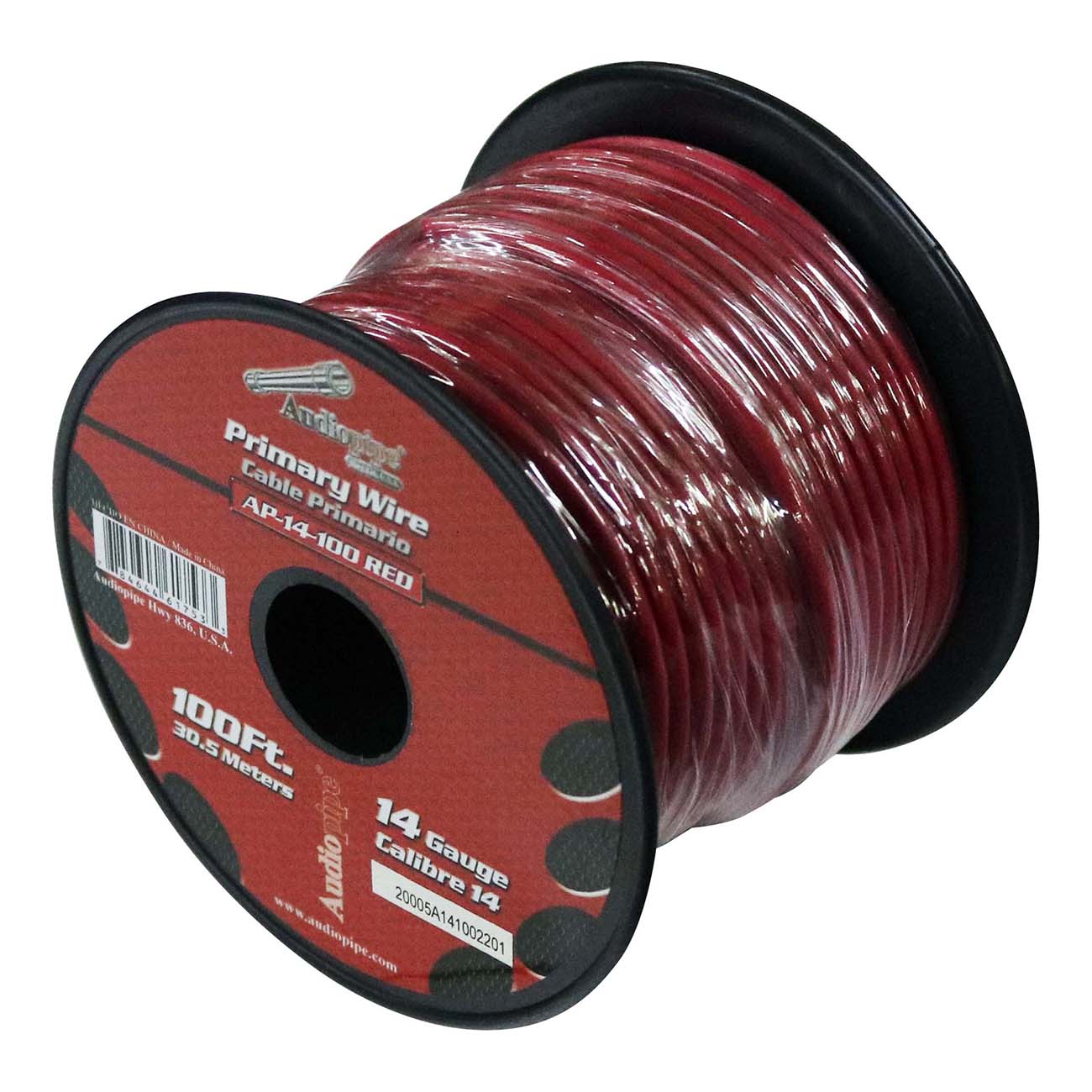 AP14100RD - Audiopipe Primary Wire 14-Gauge 100 Foot Spool - Red