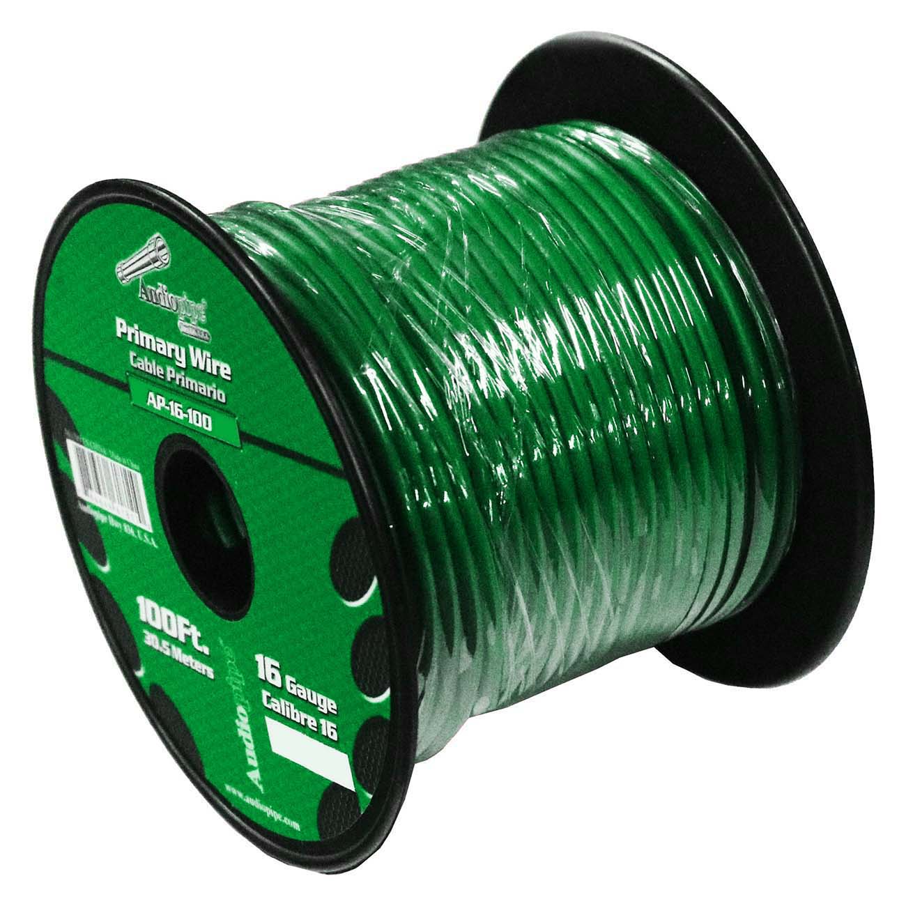 AP16100GR - Audiopipe Primary Wire 16-Gauge 100 Foot Spool - Green