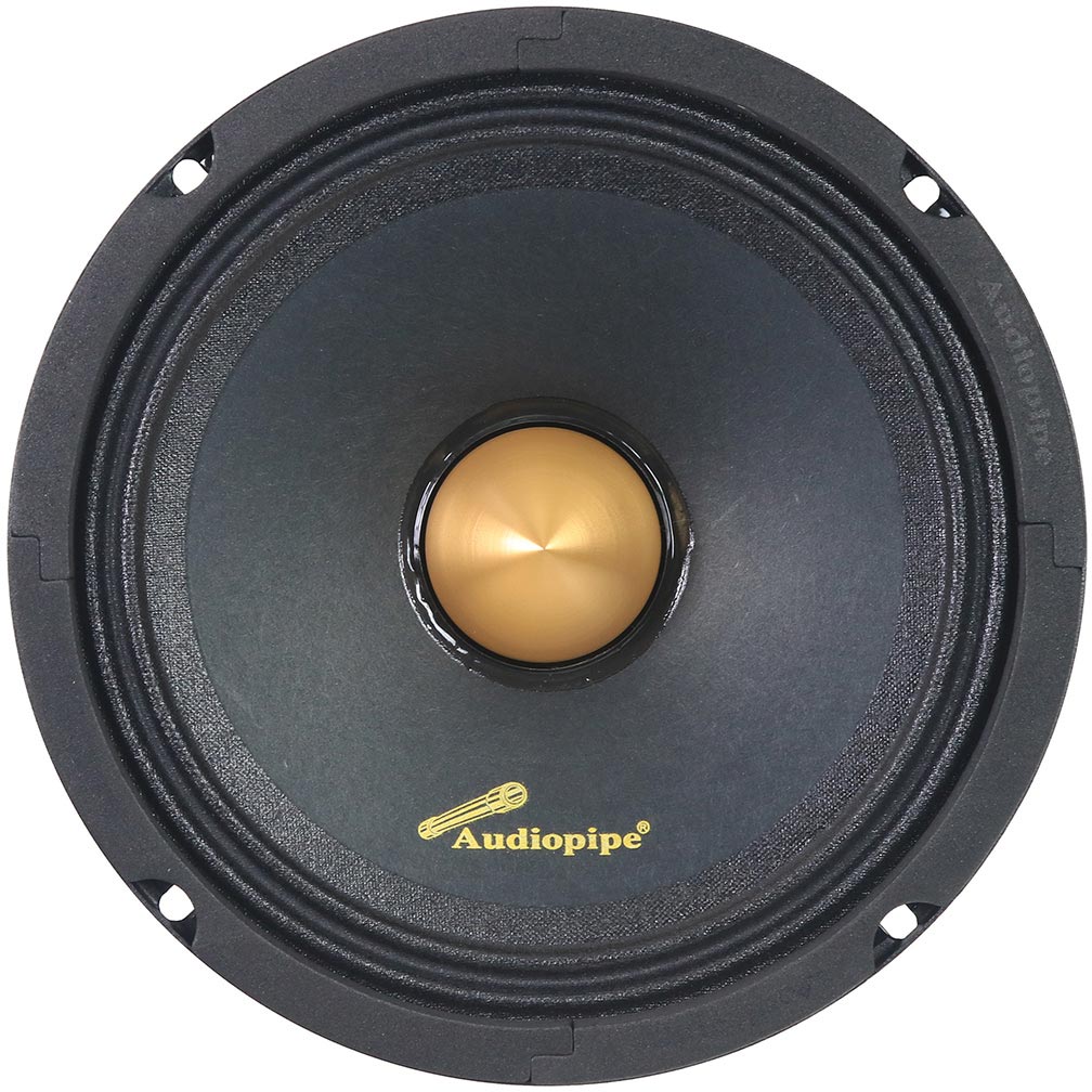 APMB628PG - Audiopipe Low Mid Frequency Loudspeaker 6" 200W Max Each - Gold Bullet Dust Cap