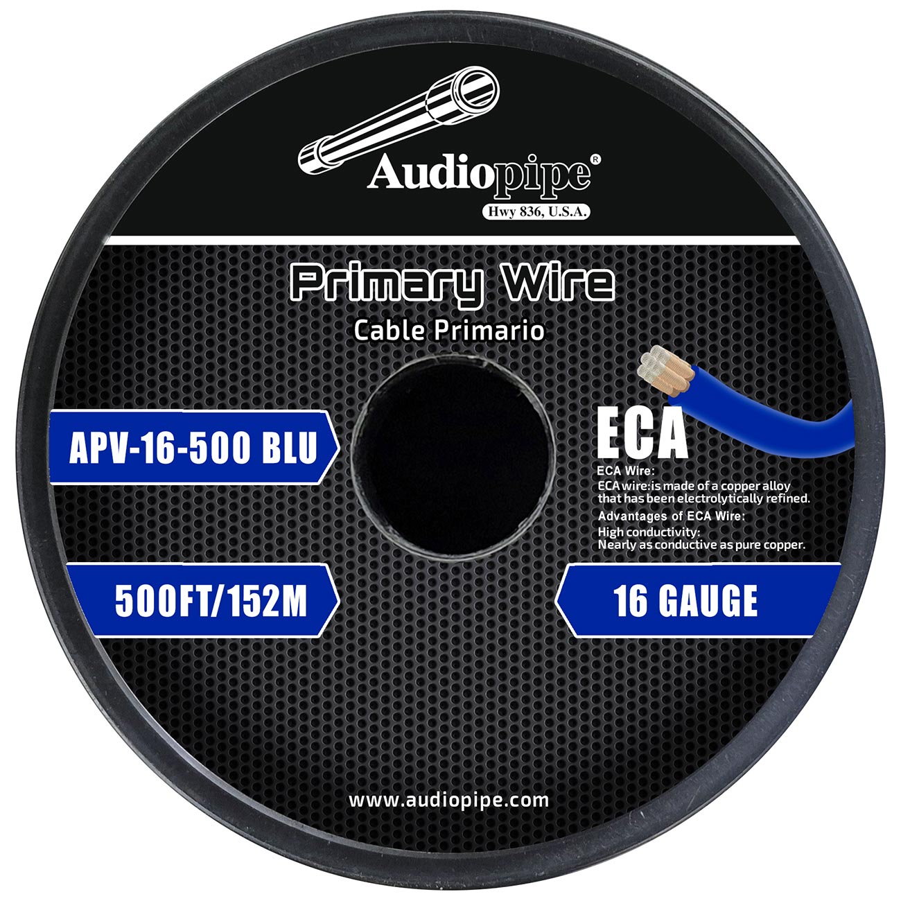 APV16500BLU - Audiopipe Flexible ECA Primary Cable 16 Gauge 500 Foot - Blue