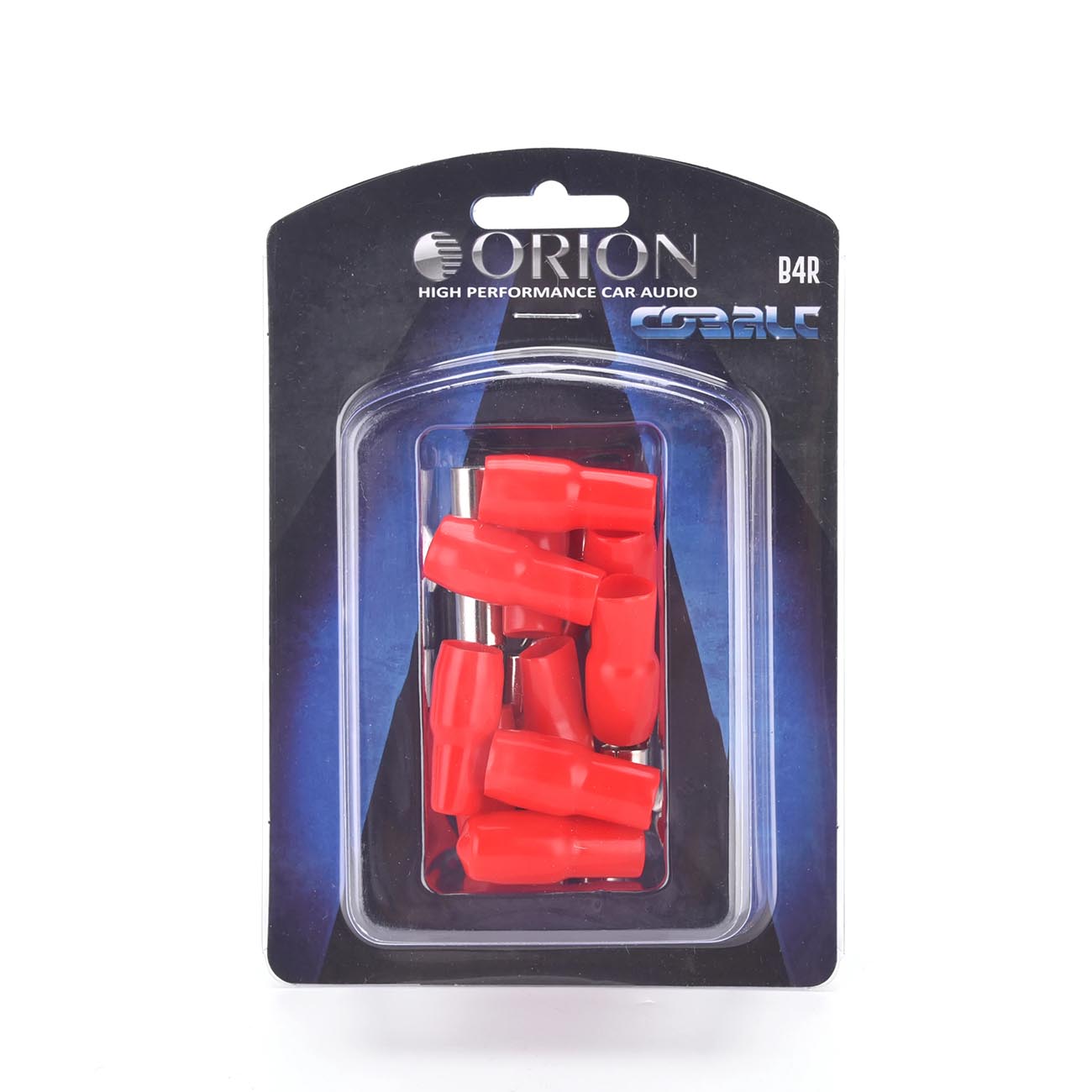 B4R - Orion Wired Series Barrier Spade Terminal 4 Gauge #10 Gold – Red (10 Pack)