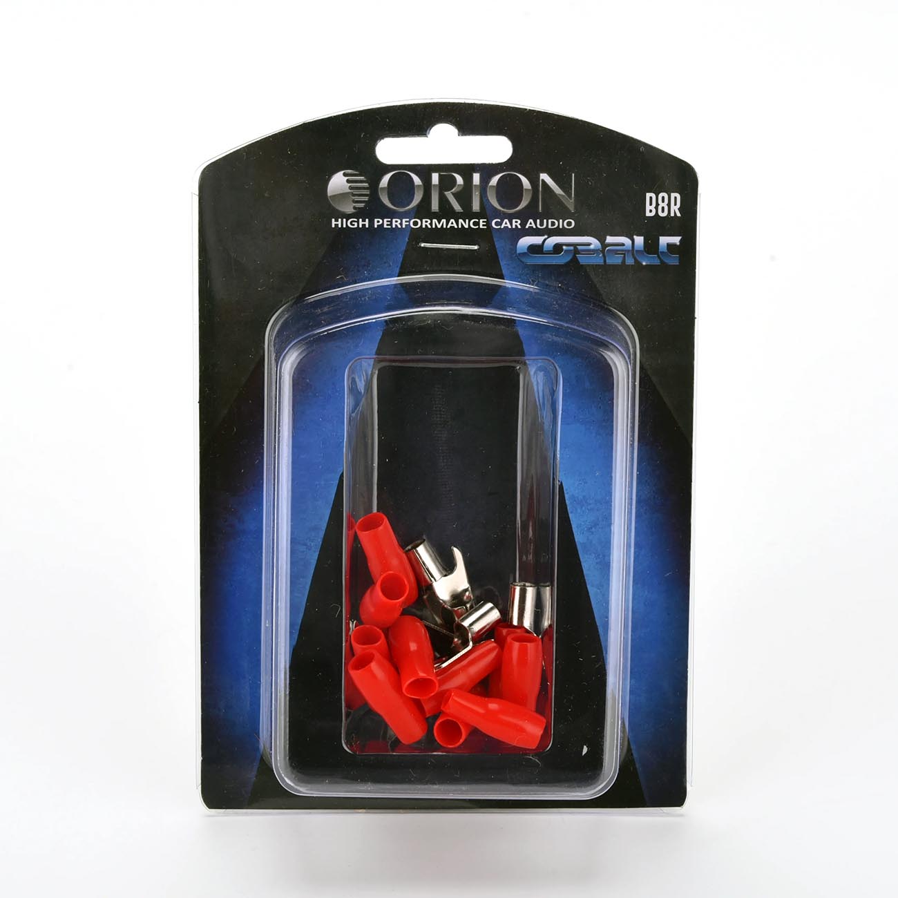 B8R - Orion Wired Series Barrier Spade Terminal 8 Gauge #10 Gold – Red (10 Pack)
