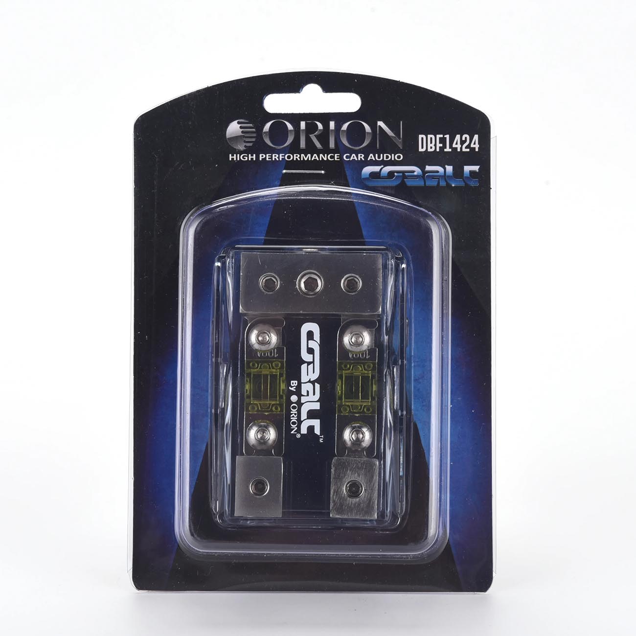 DBF1424 - Orion Cobalt Mini ANL 1 In/2 Out 4/8 ga. Distribution Block with (2) 100A MANL Fuses