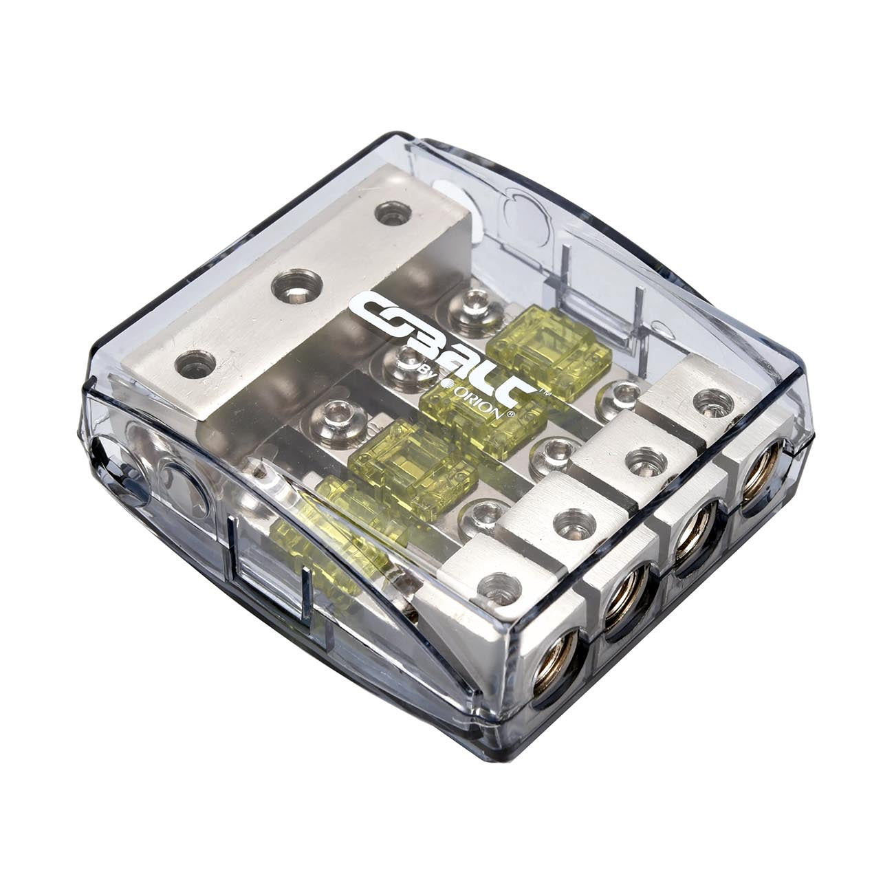 DBF1444 - Orion Cobalt Mini ANL 1 In/4 Out 4/8 ga. Distribution Block with (4) 100A MANL Fuses