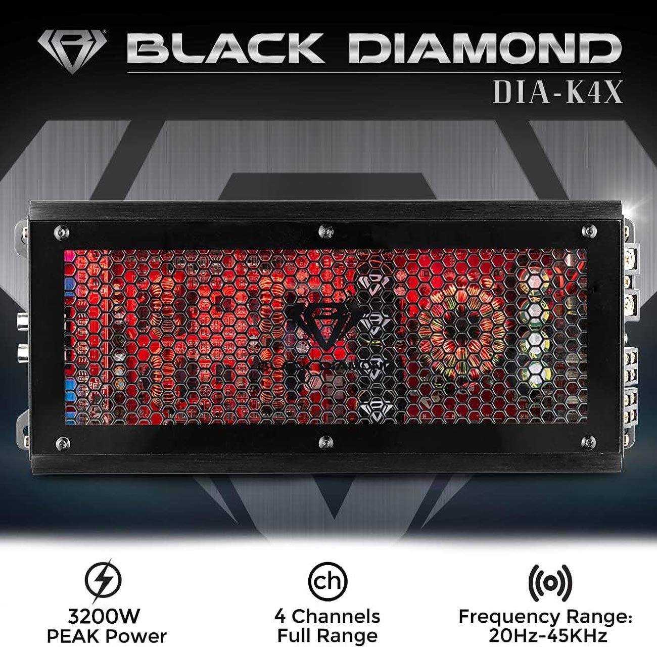 DIAK4X - Black Diamond Full Range Class D 4-Channel Amplifier 3200 Watts With Led