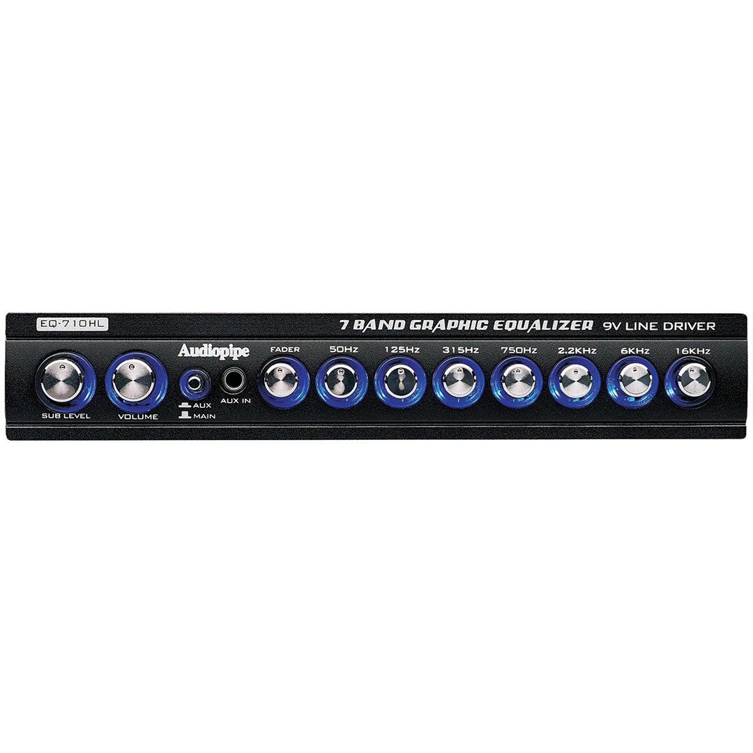 EQ710HL - Audiopipe 7 Band Graphic Equalizer with HI/LO Converter (9V Line Driver)