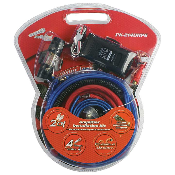 PK2140HPS - Audiopipe 4 Gauge Amplifier Wiring Kit with Hi/Low Impedance Adapter