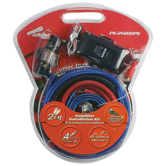 PK2140HPS - Audiopipe 4 Gauge Amplifier Wiring Kit with Hi/Low Impedance Adapter