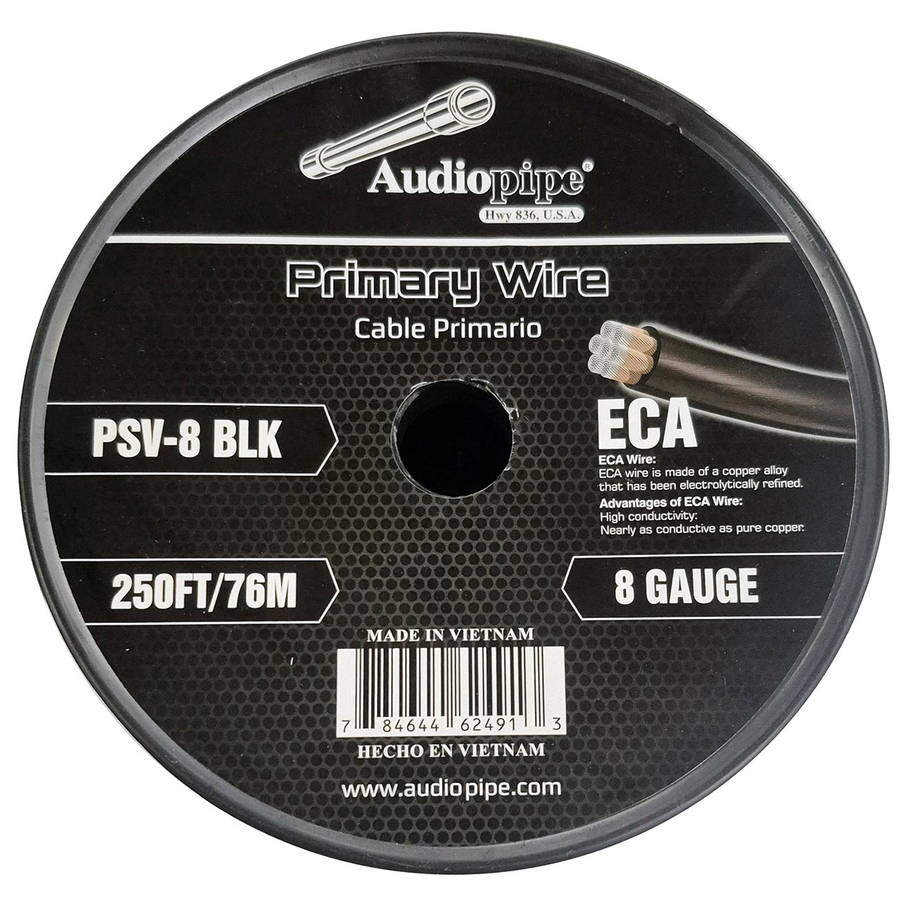 PSV8BLK - Audiopipe Flexible Power Cable 8 Gauge 250 Foot - Black