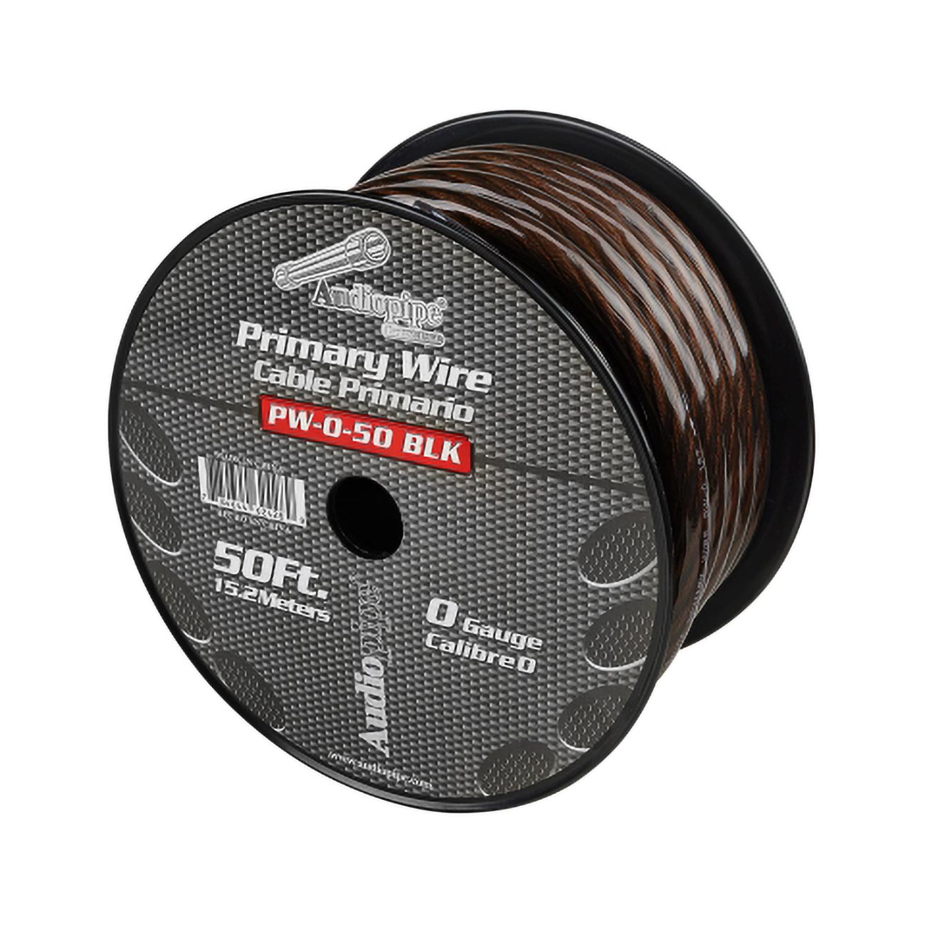 PW050BLK - Audiopipe Power Cable 0-Gauge 50 Foot Spool - Black