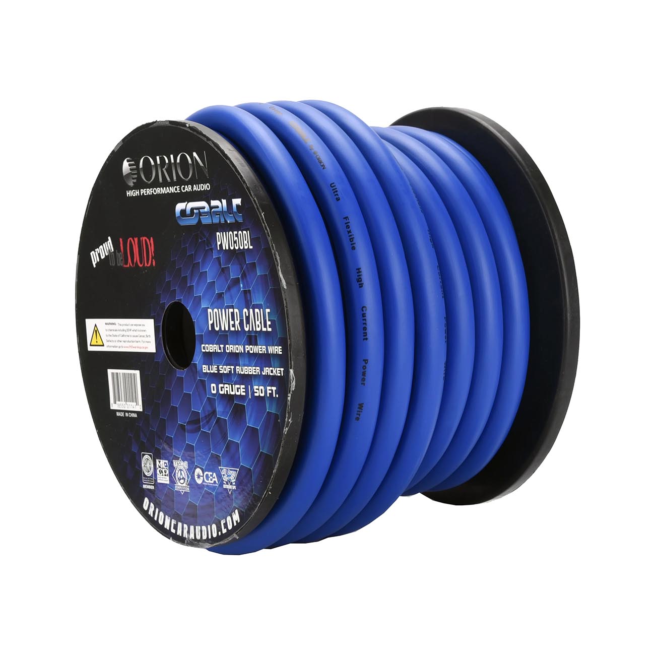 PW050BL - Orion Cobalt 0 Gauge CCA Wire - Blue Jacket (50ft Roll)