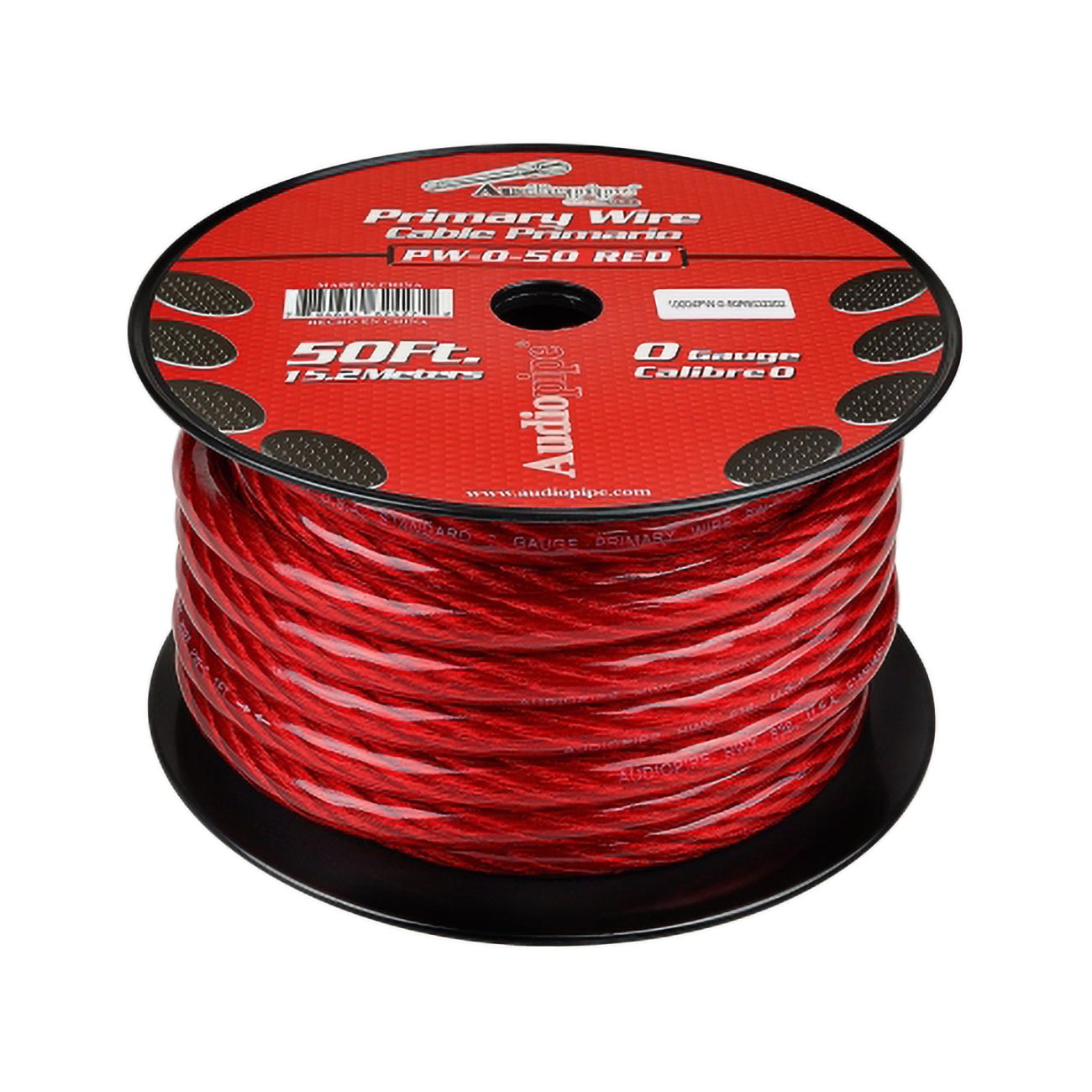 PW050RED - Audiopipe Power Cable 0-Gauge 50 Foot Spool - Red