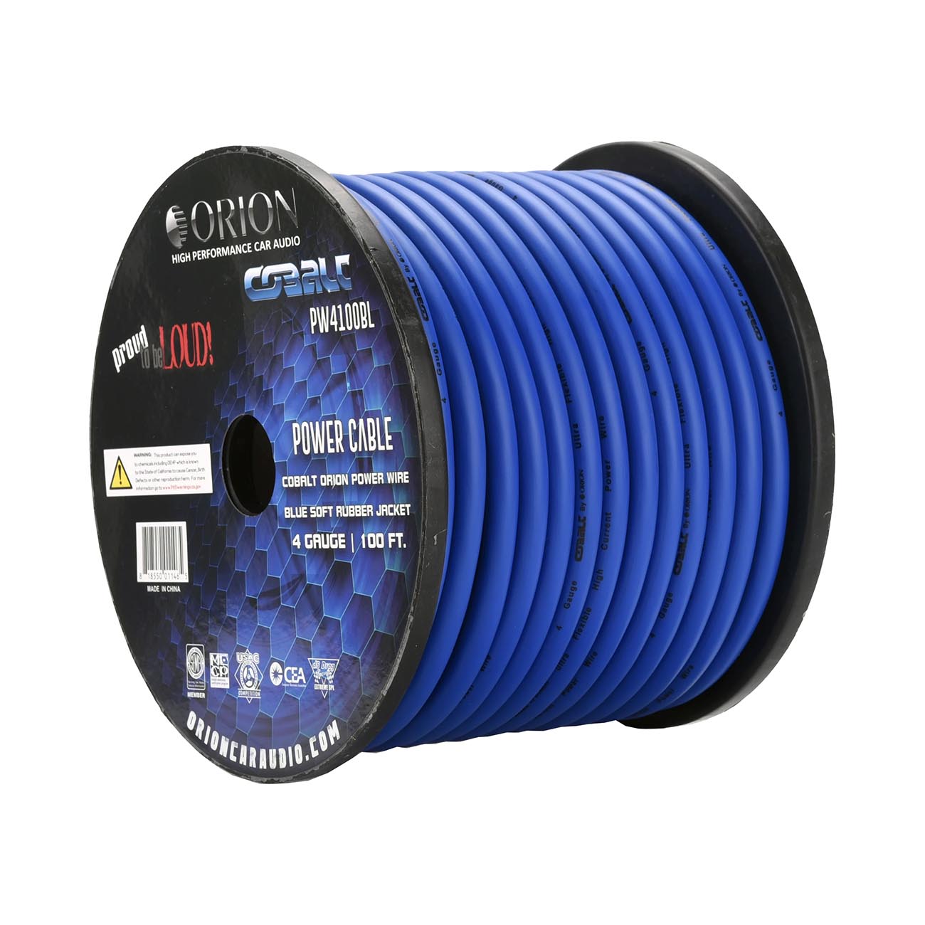 PW4100BLORION - Orion Cobalt 4 Gauge CCA Wire - Blue Jacket (100ft Roll)