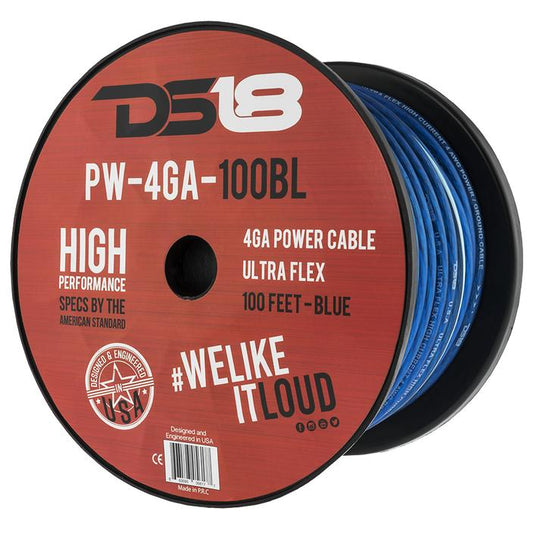 PW4GA100BL - DS18 Ultra Flex CCA Power Wire 4 Gauge 100 Foot - Blue