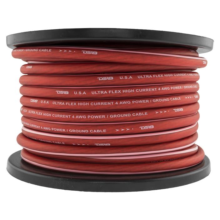 PW4GA100RD - DS18 Ultra Flex CCA Power Wire 4 Gauge 100 Foot - Red