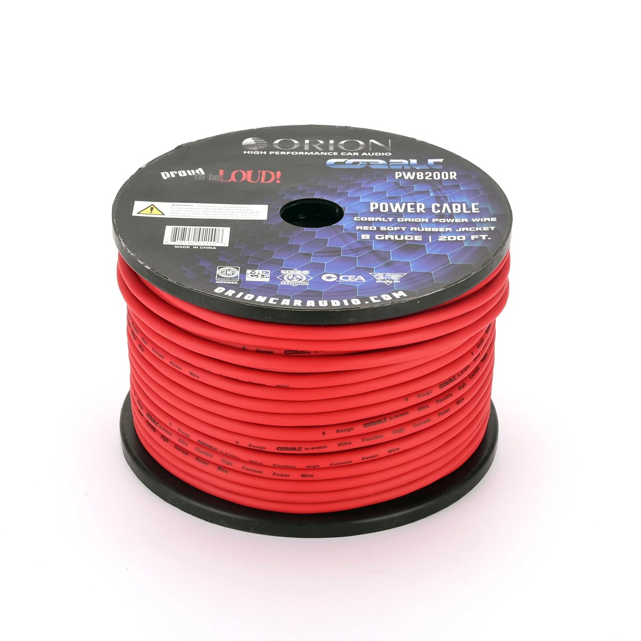 PW8200R - Orion Cobalt 8 Gauge 100% CCA Wire - Red Jacket (200ft Roll)