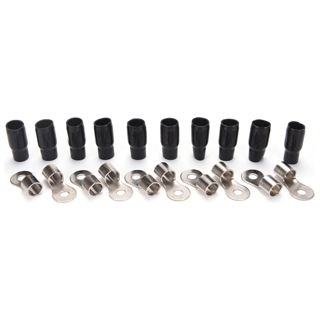 RT0BORION - Orion Ring Terminal for 1/0 Gauge with 5/16" Hole and Nickel Finish - Black Jacket (10 Pack)