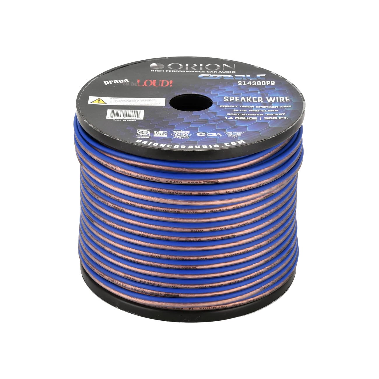 S14300PB - Orion Cobalt Series Speaker Wire 14 Gauge Blue/Clear (300ft Roll)