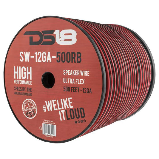 SW12GA500RB - DS18 Ultra Flex CCA Speaker Wire 12 Gauge 500 Foot – Red/Black