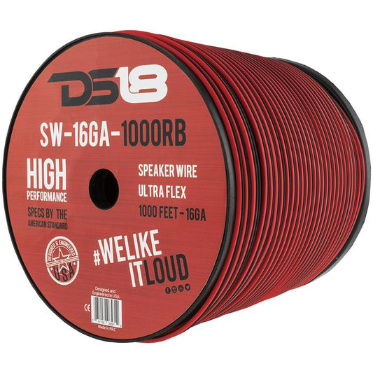 SW16GA1000RB - DS18 Ultra Flex CCA Speaker Wire 16 Gauge 1000 Foot – Red/Black
