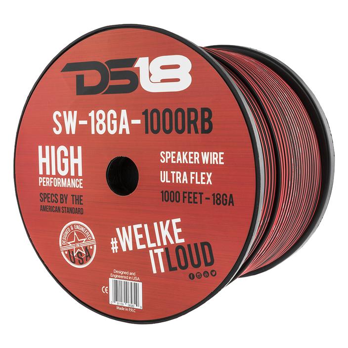 SW18GA1000RB - DS18 Ultra Flex CCA Speaker Wire 18 Gauge 1000 Foot – Red/Black