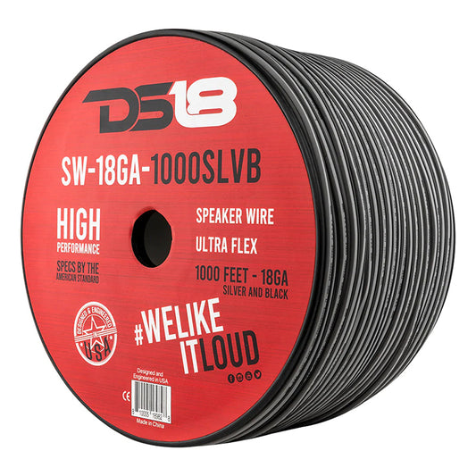 SW18GA1000SLVB - DS18 Ultra Flex CCA Speaker Wire 18 Gauge 1000 Foot - Silver/Black