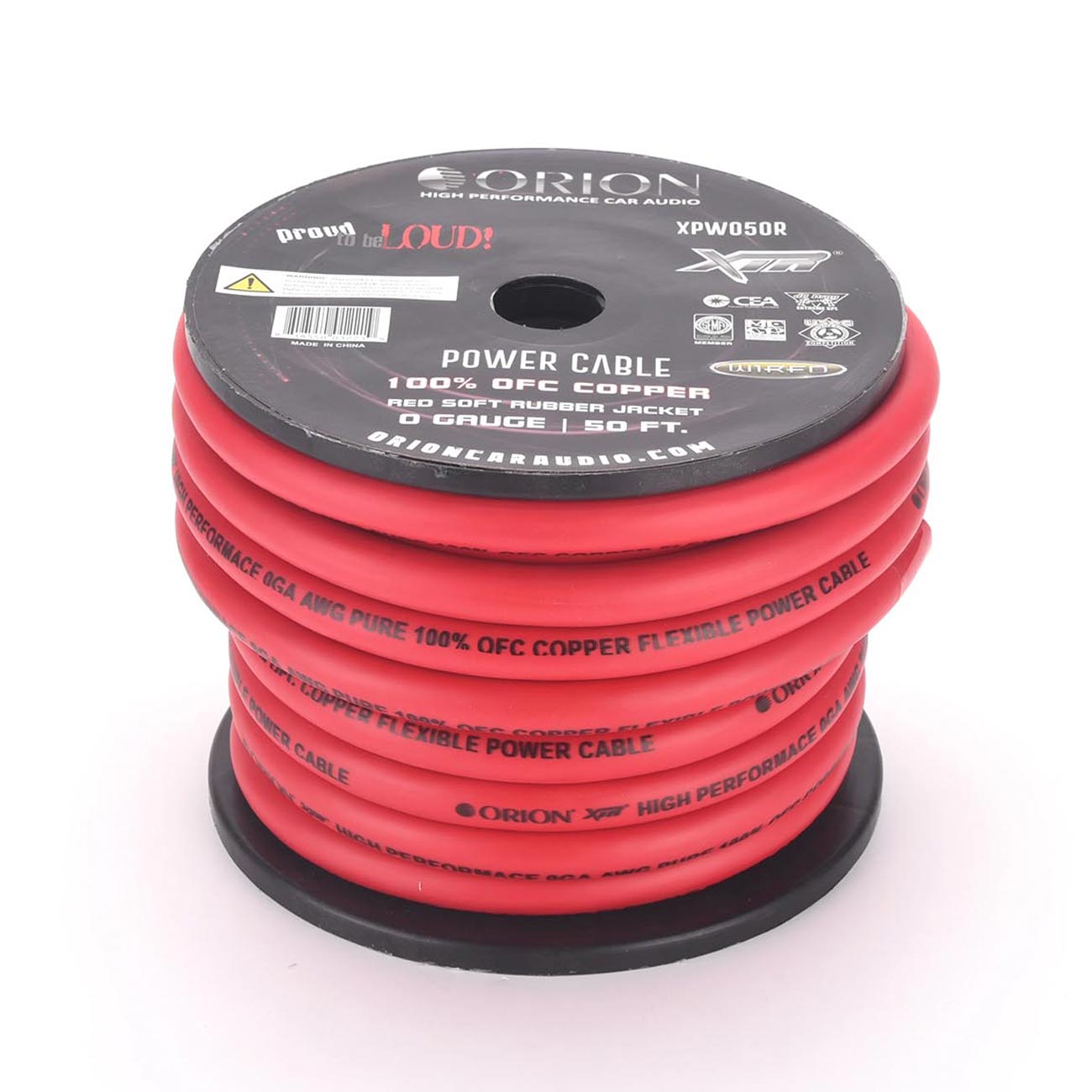 XPW050RED - Orion XTRPRO 0 Gauge 100% OFC Copper Wire - Red Jacket (50ft Roll)