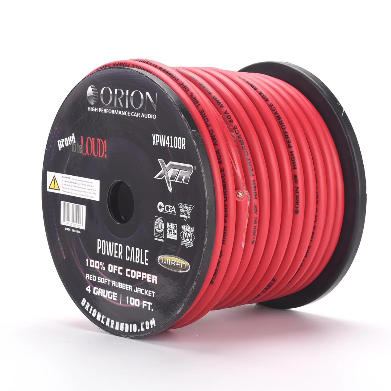 XPW4100RED - Orion XTRPRO 4 Gauge 100% OFC Copper Wire - Red Jacket (100 ft Roll)