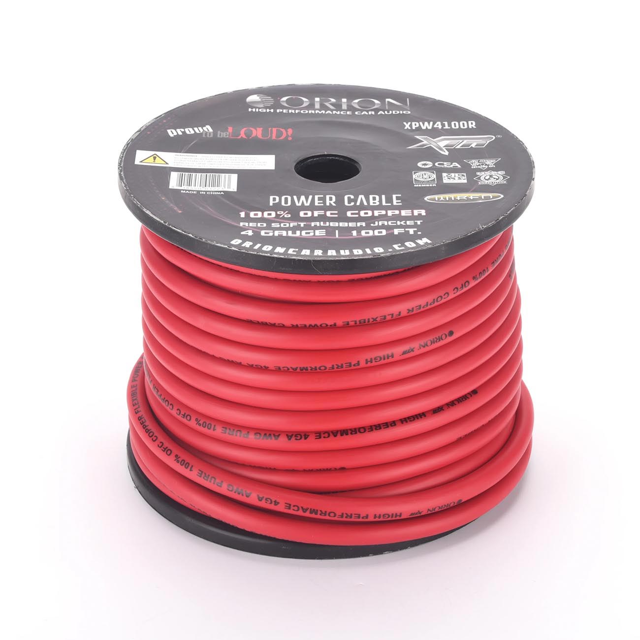 XPW4100RED - Orion XTRPRO 4 Gauge 100% OFC Copper Wire - Red Jacket (100 ft Roll)