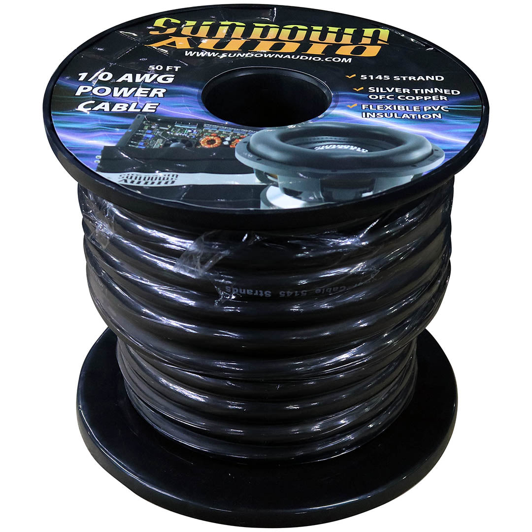 0AWGPOWERCABLEBK - Sundown Audio 1/0 AWG Power Cable Black - 50 ft.