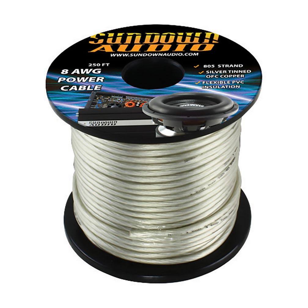 8AWGPOWERCABLESL - Sundown Audio 8 AWG Power Cable Silver - 250 Ft.