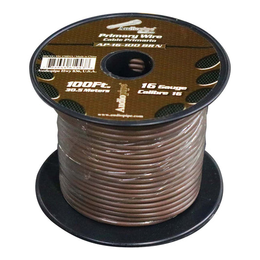 AP16100BR - Audiopipe Primary Wire 16-Gauge 100 Foot Spool - Brown