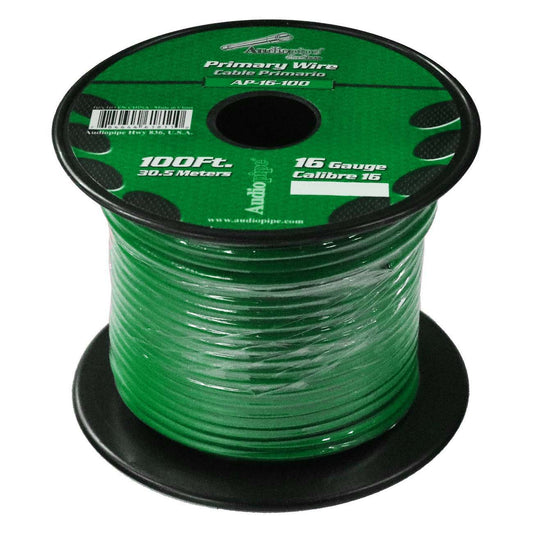 AP16100GR - Audiopipe Primary Wire 16-Gauge 100 Foot Spool - Green