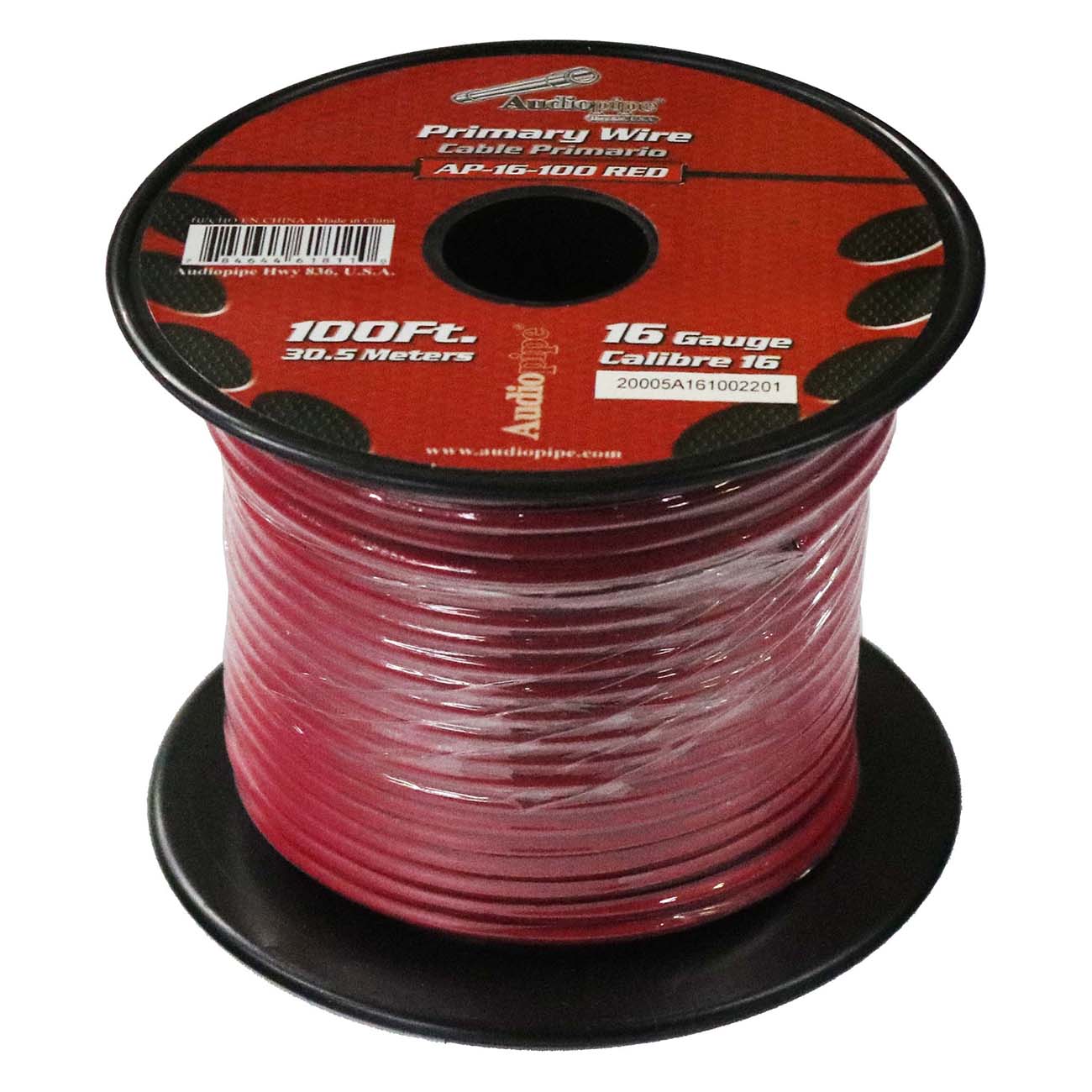 AP16100RD - Audiopipe 16 gauge 100ft Red primary wire