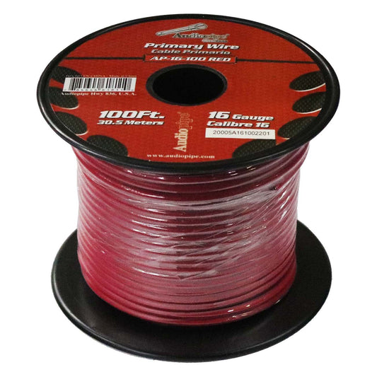 AP16100RD - Audiopipe Primary Wire 16-Gauge 100 Foot Spool - Red