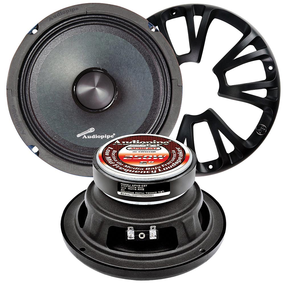 APMB6ST - Audiopipe 6" Low Mid Frequency Speaker Pair Packed 250 Watts Max