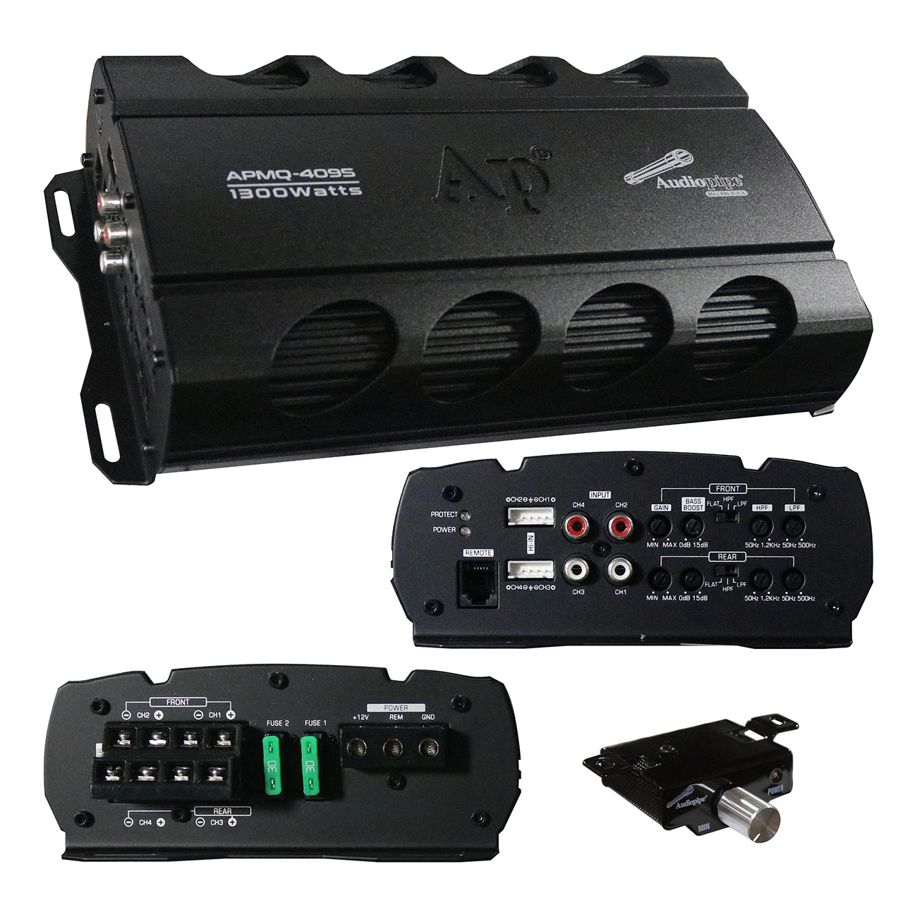 APMQ4095 - Audiopipe Mini 4 Channel Amplifier 1300W MAX