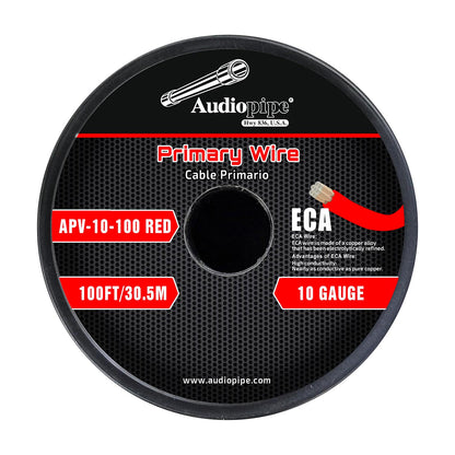 APV10100RED - Audiopipe Flexible ECA Primary Cable 10 Gauge 100 Foot – Red