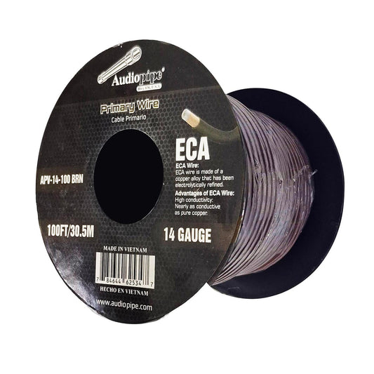 APV14100BRN - Audiopipe Flexible ECA Primary Wire 14 Gauge 100 Foot Spool – Brown