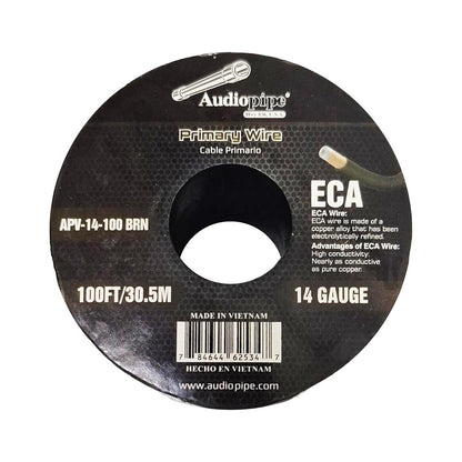 APV14100BRN - Audiopipe Flexible ECA Primary Wire 14 Gauge 100 Foot Spool – Brown