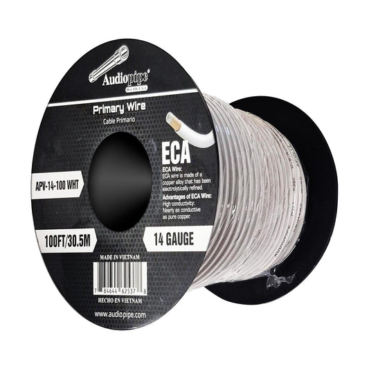 APV14100WHT - Audiopipe Flexible ECA Primary Wire 14 Gauge 100 Foot Spool - White