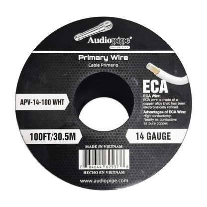 APV14100WHT - Audiopipe Flexible ECA Primary Wire 14 Gauge 100 Foot Spool - White