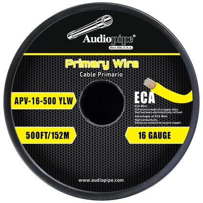 APV16500YLW - Audiopipe Flexible ECA Primary Cable 16 Gauge 500 Foot – Yellow