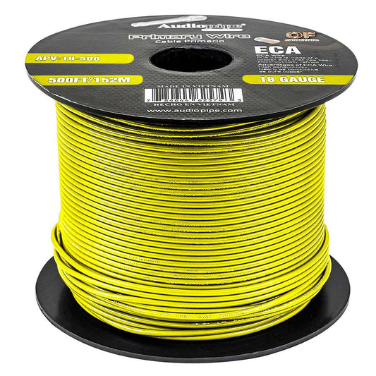 APV18500YLW - Audiopipe Primary Wire 18 Gauge 500 Foot Spool - Yellow