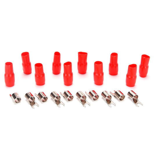 B4R - Orion Wired Series Barrier Spade Terminal 4 Gauge #10 Gold – Red (10 Pack)