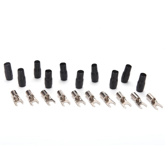 B8B - Orion Wired Series Barrier Spade Terminal 8 Gauge #10 Gold – Black (10 Pack)